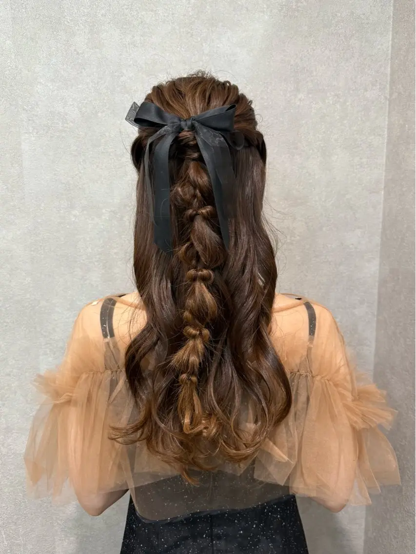 ロング ヘアアレンジ ハーフアップ ヘアセット まとまるボブ🌼 アレンジ🌼鴨下穂香のヘアスタイル