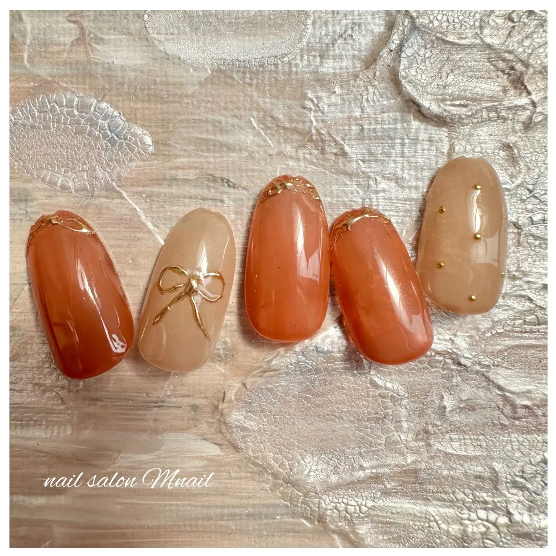 ネイル リボン ハンドネイル ハンドケア Mnail ちひろのネイルデザイン