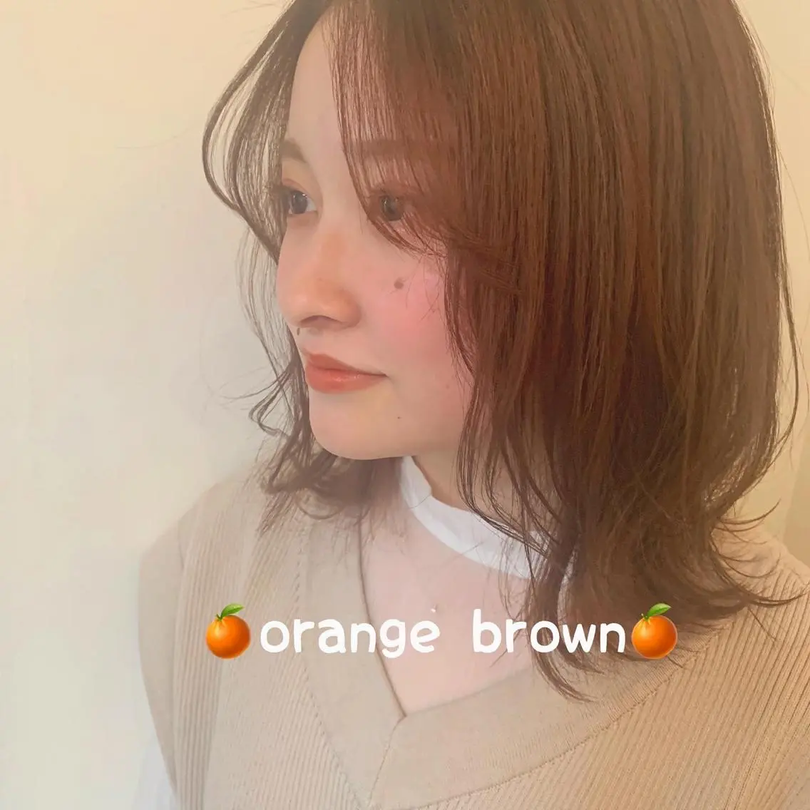 ミディアム カラー ブラウンカラー オレンジ オレンジブラウン HARUKA ⭐️モデル募集中⭐️のヘアスタイル
