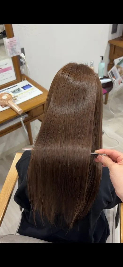 ロング カラー ブリーチ 透明感カラー ダブルカラー ブリーチなしカラー オレンジ 🫧おおにし みか🫧のヘアスタイル