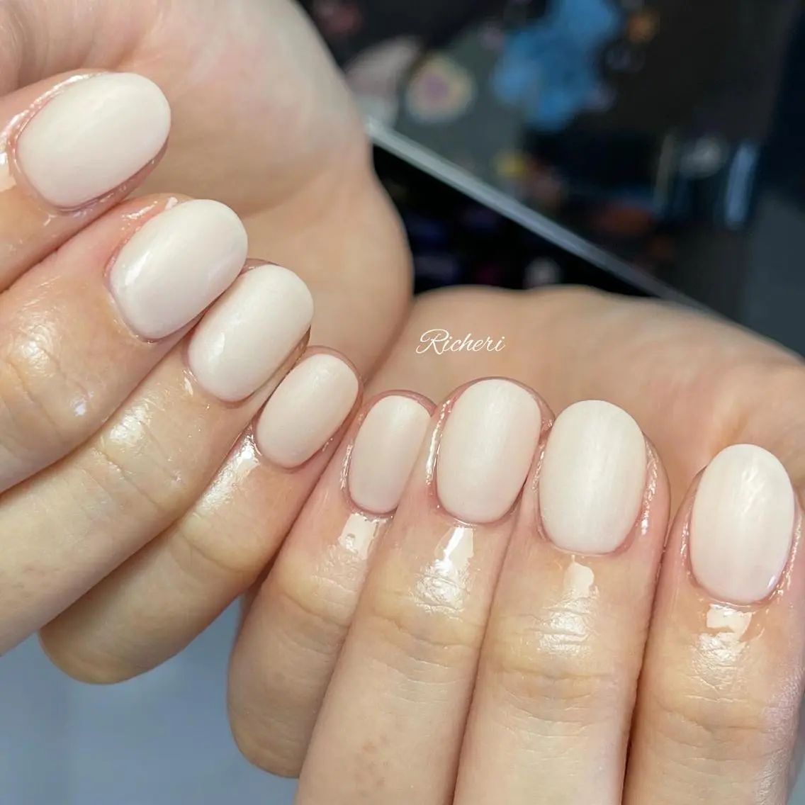 ミディアム ネイル 韓国風ヘア アートネイル フラワーネイル フレンチネイル ジェルネイル richeri beautyのその他イメージ