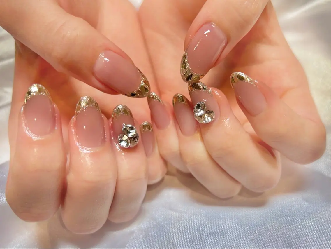ネイル フレンチネイル ガラスフレンチ ハンドネイル nail room Ohana 南船場のネイルデザイン