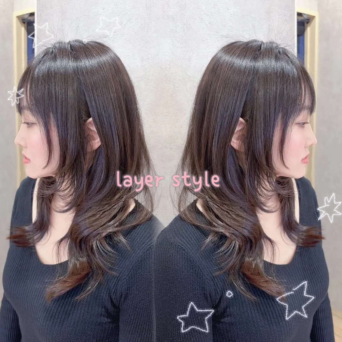 【1日1名様限定】🌟撮影モデル価格🌟カット💇♀️➕艶カラー➕トリートメント🖤(追加料金無し!)プレゼント付き✨の写真