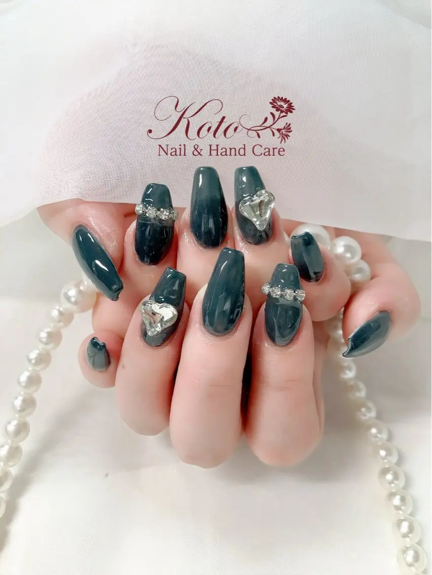 ネイル 長さ出し ジェルネイル ハート 持ち込み ニュアンスネイル ハンドネイル Nail Salon KOTOのネイルデザイン