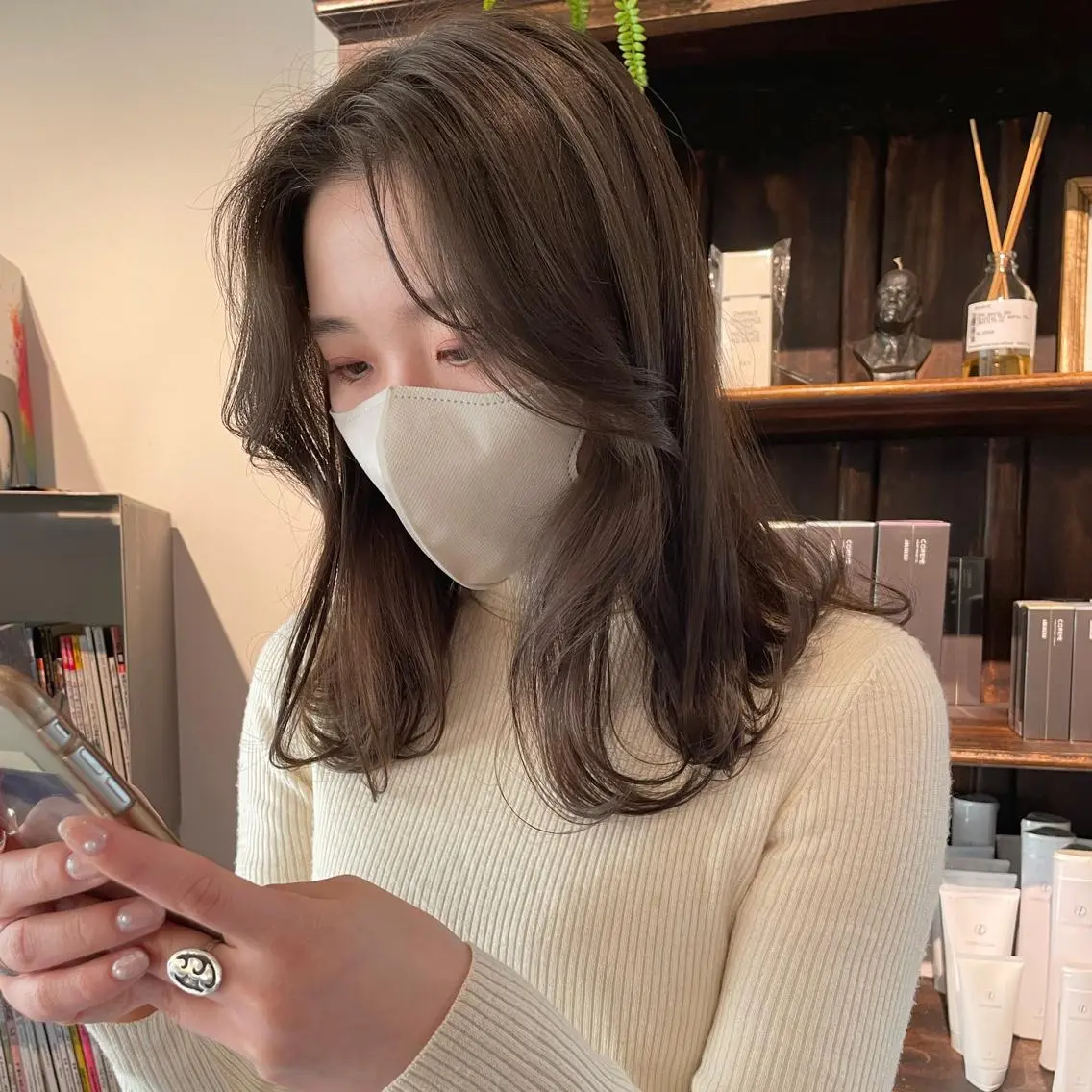 ミディアム カラー カット ヘアカラー トリートメント 🍃透明感/デザイン 店長MASARU🍃のヘアスタイル