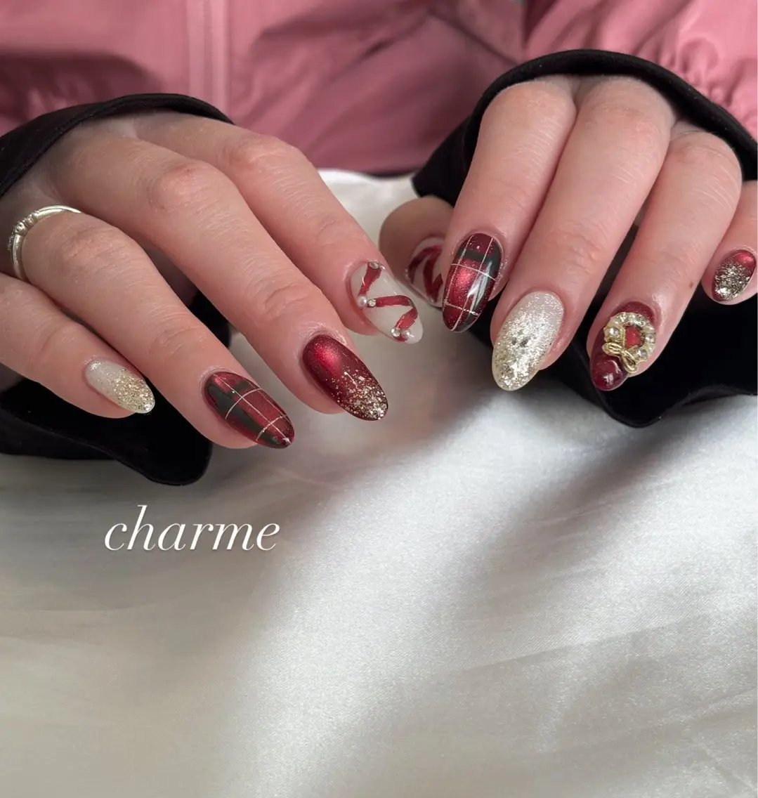 ネイル ジェルネイル ワンホンネイル 冬ネイル ハンドネイル charme nailのネイルデザイン