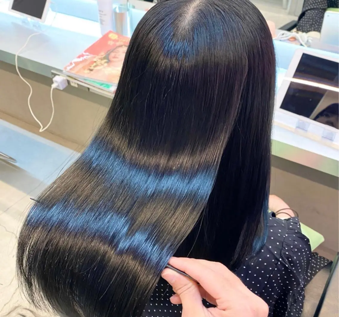 セミロング パーマ 伸ばしかけ 縮毛矯正 酸性ストレート ストレートパーマ 縮毛矯正 艶髪と透明感を ‼️/若林のヘアスタイル