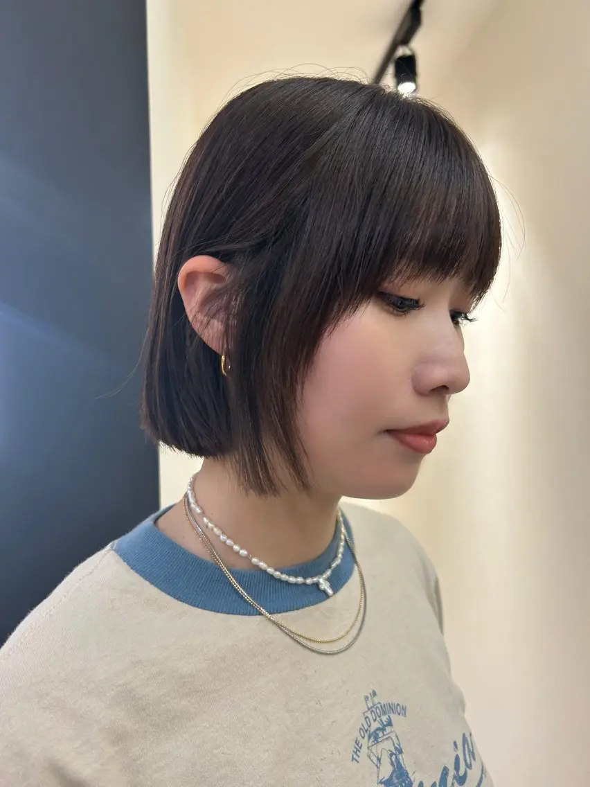 ショート パーマ ボブ 縮毛矯正 ストレートパーマ カット 縮毛矯正 トリートメント hubhair レイヤー/透明感のヘアスタイル