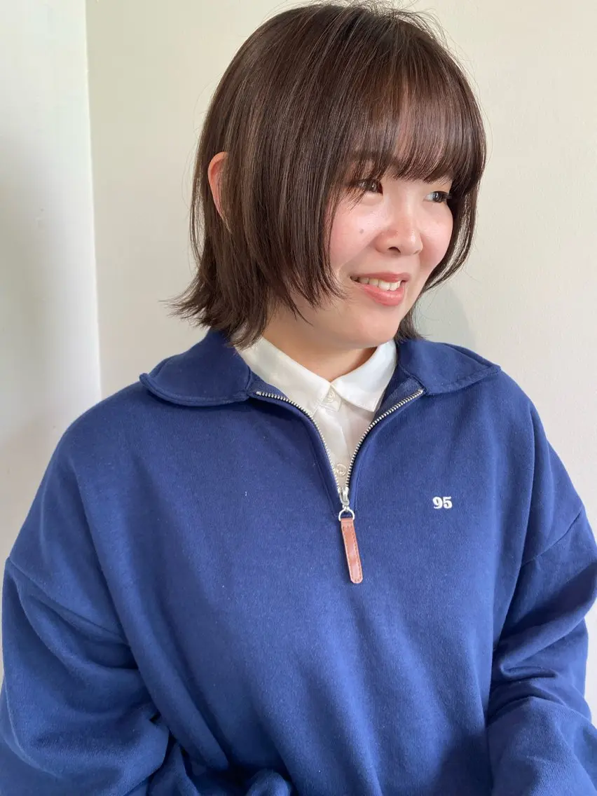 ミディアム カラー 顔まわりレイヤー レイヤーカット カット ヘアカラー トリートメント LUVISM新潟🎀 透明感カラー/ミユのヘアスタイル