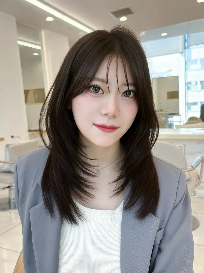 ミディアム 縮毛矯正 栄/レイヤー/ 津野 こころのヘアスタイル