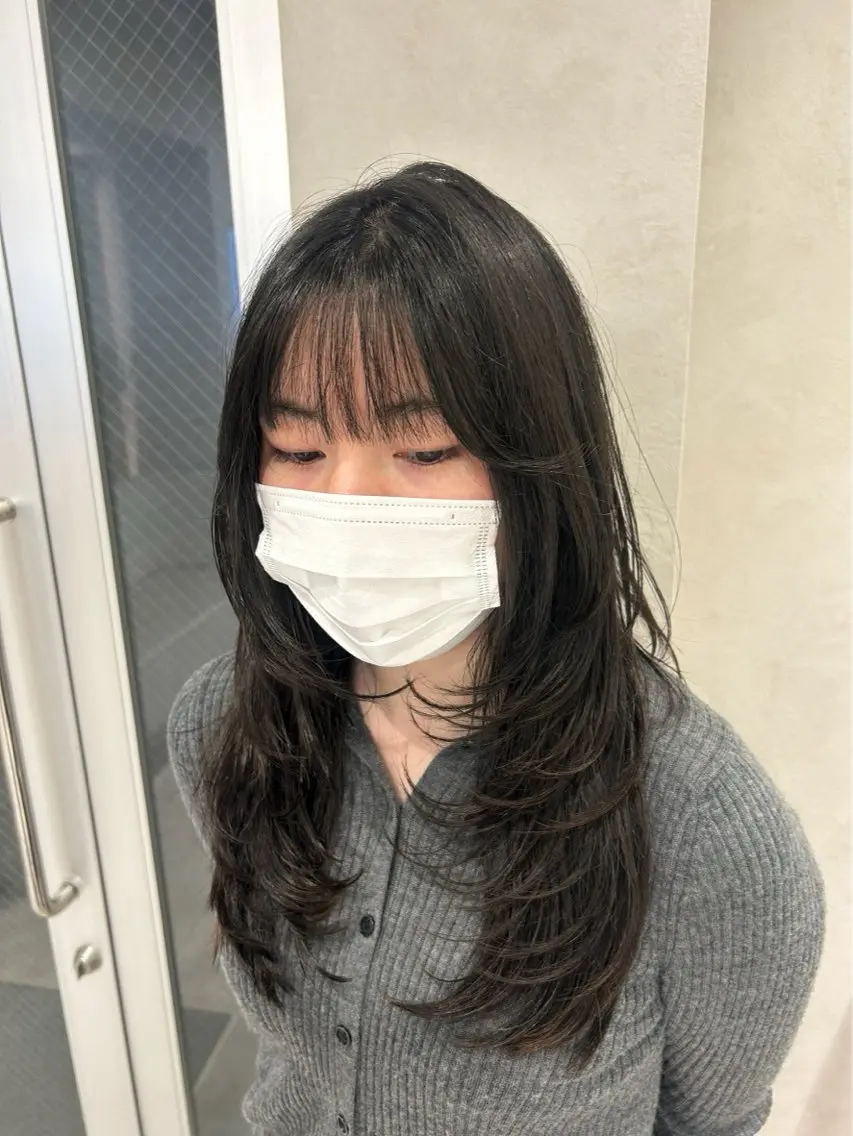 ロング ハッシュカット ハイレイヤー 韓国風ヘア レイヤーカット カット Yuta✂︎ 韓国レイヤー🪽のヘアスタイル