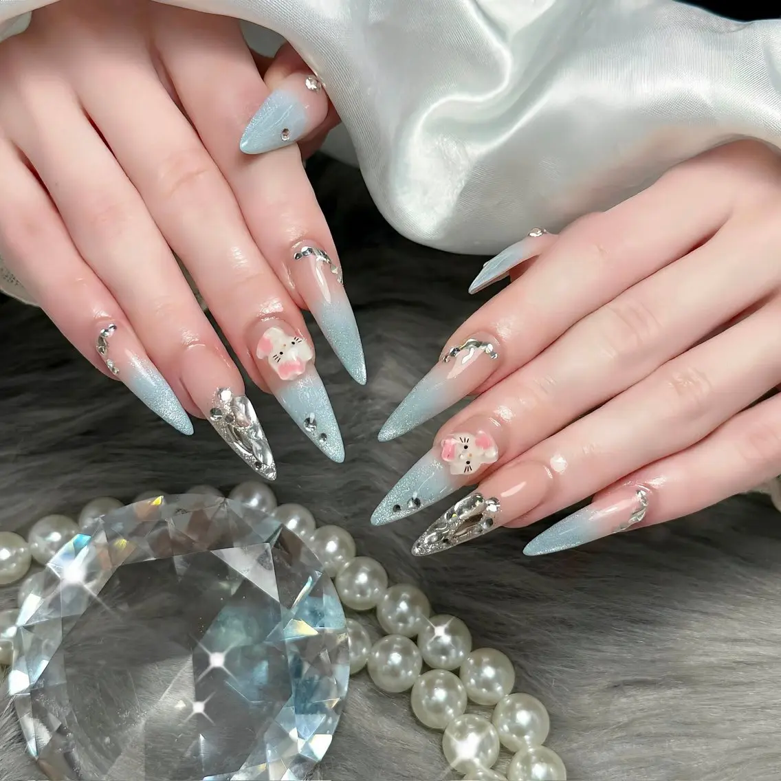 ネイル アートネイル ジェルネイル キラキラネイル 韓国ネイル ロングネイル ハンドネイル ハンドケア Nova Nail _Shinsaiのネイルデザイン