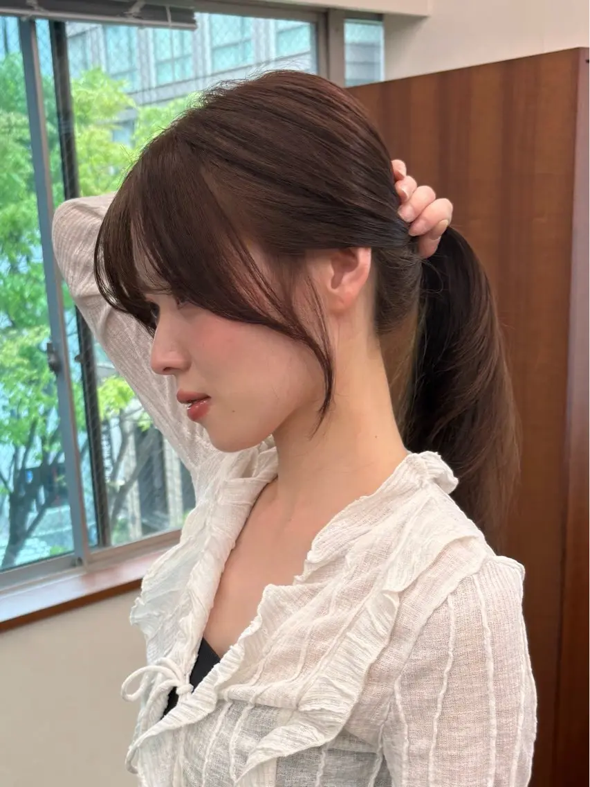 セミロング カット ヘアカラー トリートメント 透明感カラー/顔周り カット/ののか💞のヘアスタイル