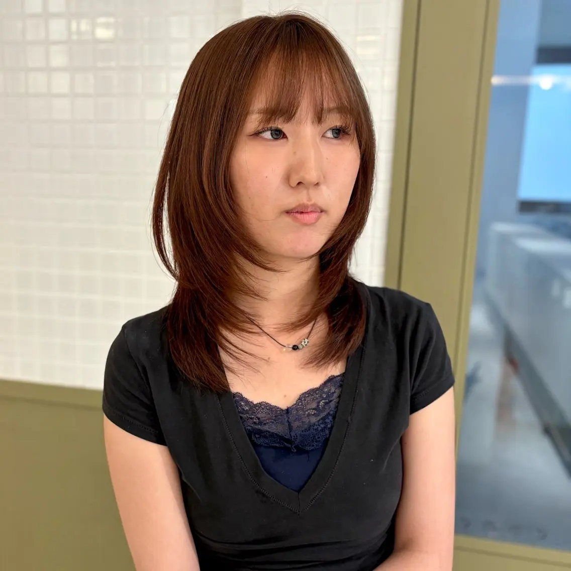 ロング カラー ベージュカラー 顔周りカット ハッシュカット 韓国風ヘア レイヤーカット カット ヘアカラー ☕️NOA / レイヤーカット🍮のヘアスタイル