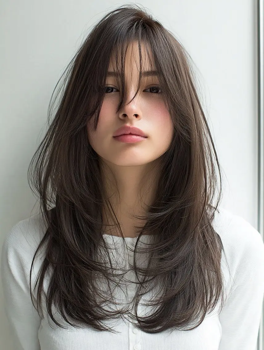 ロング 縮毛矯正 絶対綺麗な暖色カラー 🎯あります✨増渕✨のヘアスタイル