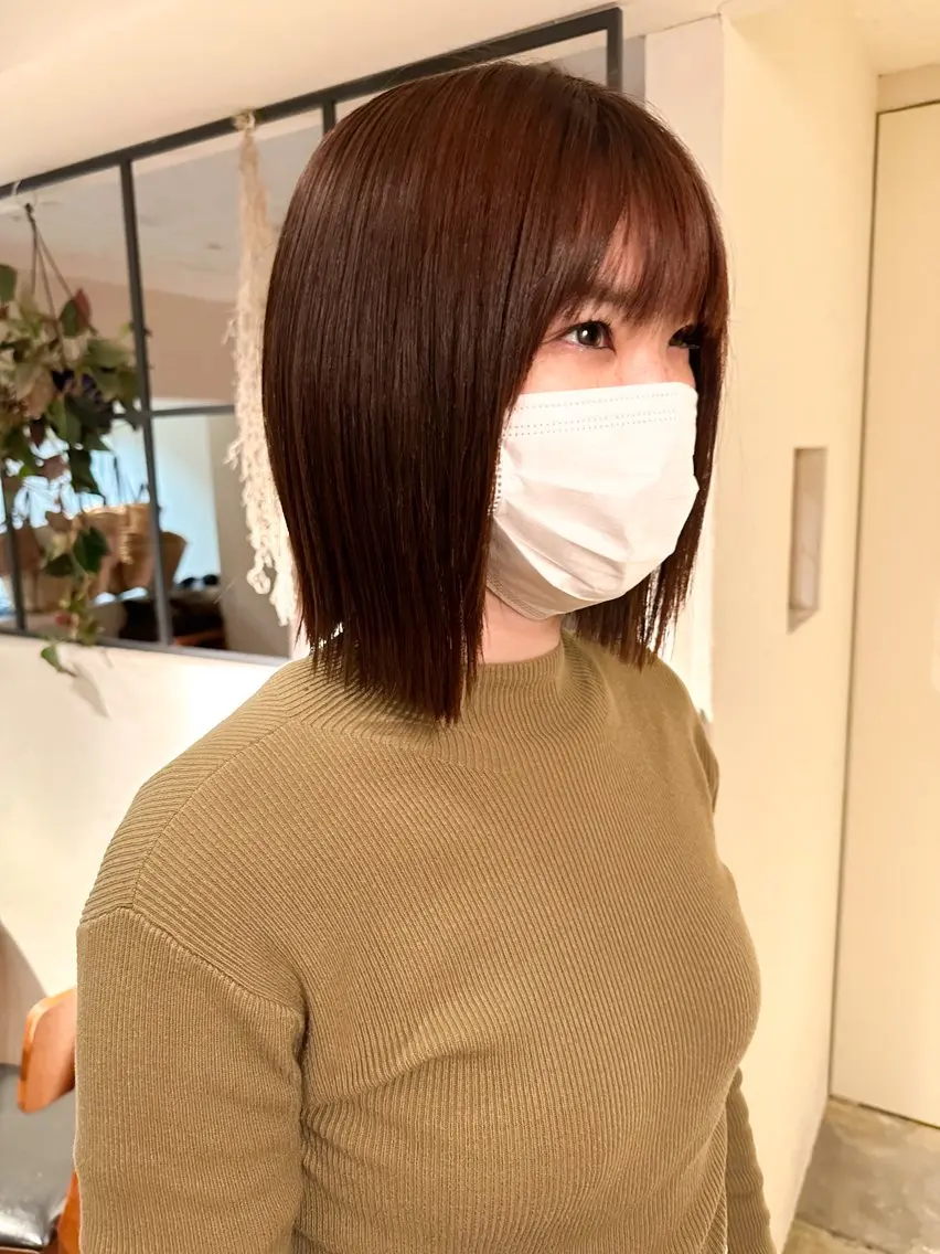 ミディアム カラー ヘアアレンジ 🤎ono/ 切りっぱなしボブ🤎のヘアスタイル
