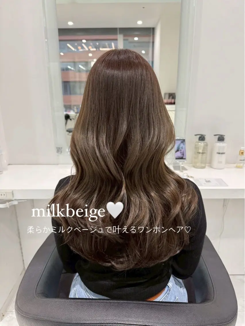 ロング カラー ベージュカラー 透明感カラー 透明感ワンホン カラー🤍つぶら🤍のヘアスタイル
