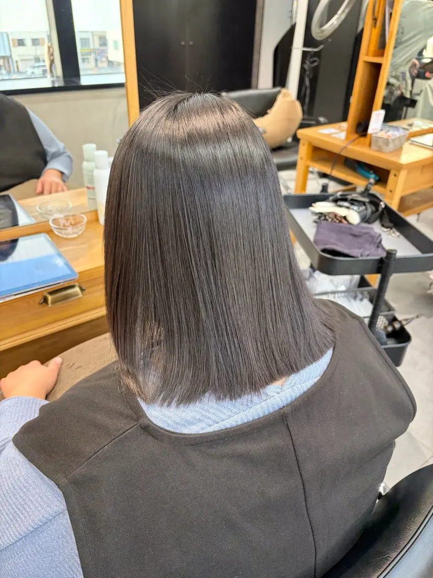 ミディアム パーマ 髪質改善 縮毛矯正 トリートメント 酸熱トリートメント ストレートパーマ 縮毛矯正 トリートメント ✨横須賀髪質改善✨️ 加藤 百音のヘアスタイル