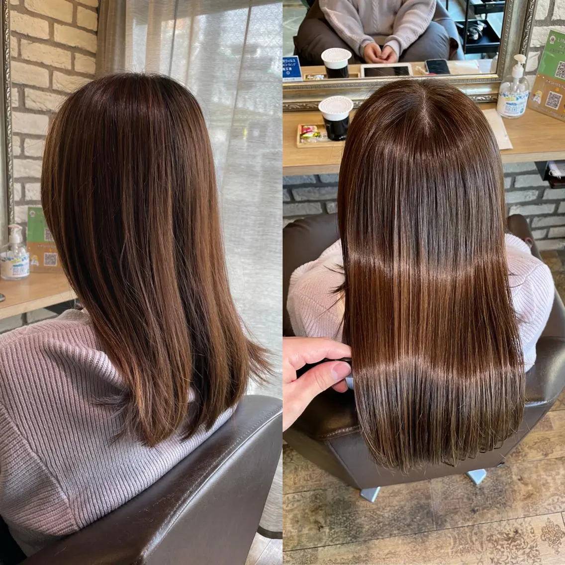 セミロング カラー カット ヘアカラー トリートメント 西中島エリアNo.1 髪質改善ラビマーニのヘアスタイル