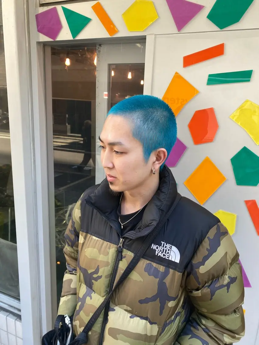 ショート カラー メンズ メンズブリーチ ブリーチ ブルーカラー トリートメント Riganuts王子 Hayato✂︎のヘアスタイル