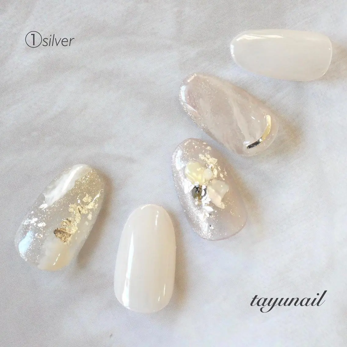 ネイル アートネイル ブルー フットネイル スカルプネイル シルバー ネイルサロン 【たゆnail】のネイルデザイン