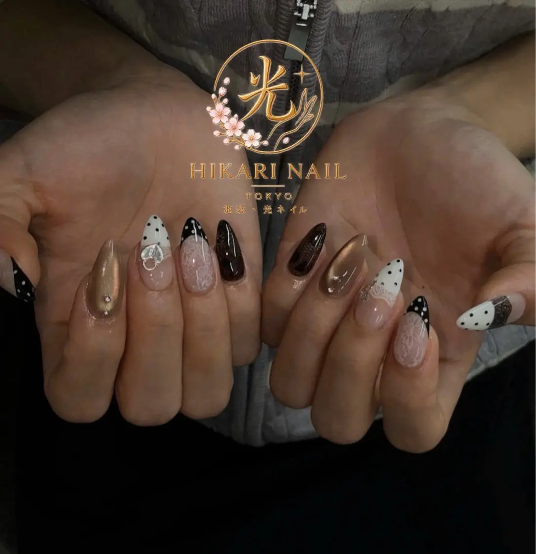 ネイル チークネイル フレンチネイル ガーリー ハート 韓国ネイル ハンドネイル HikariNail Ikebukuroのネイルデザイン