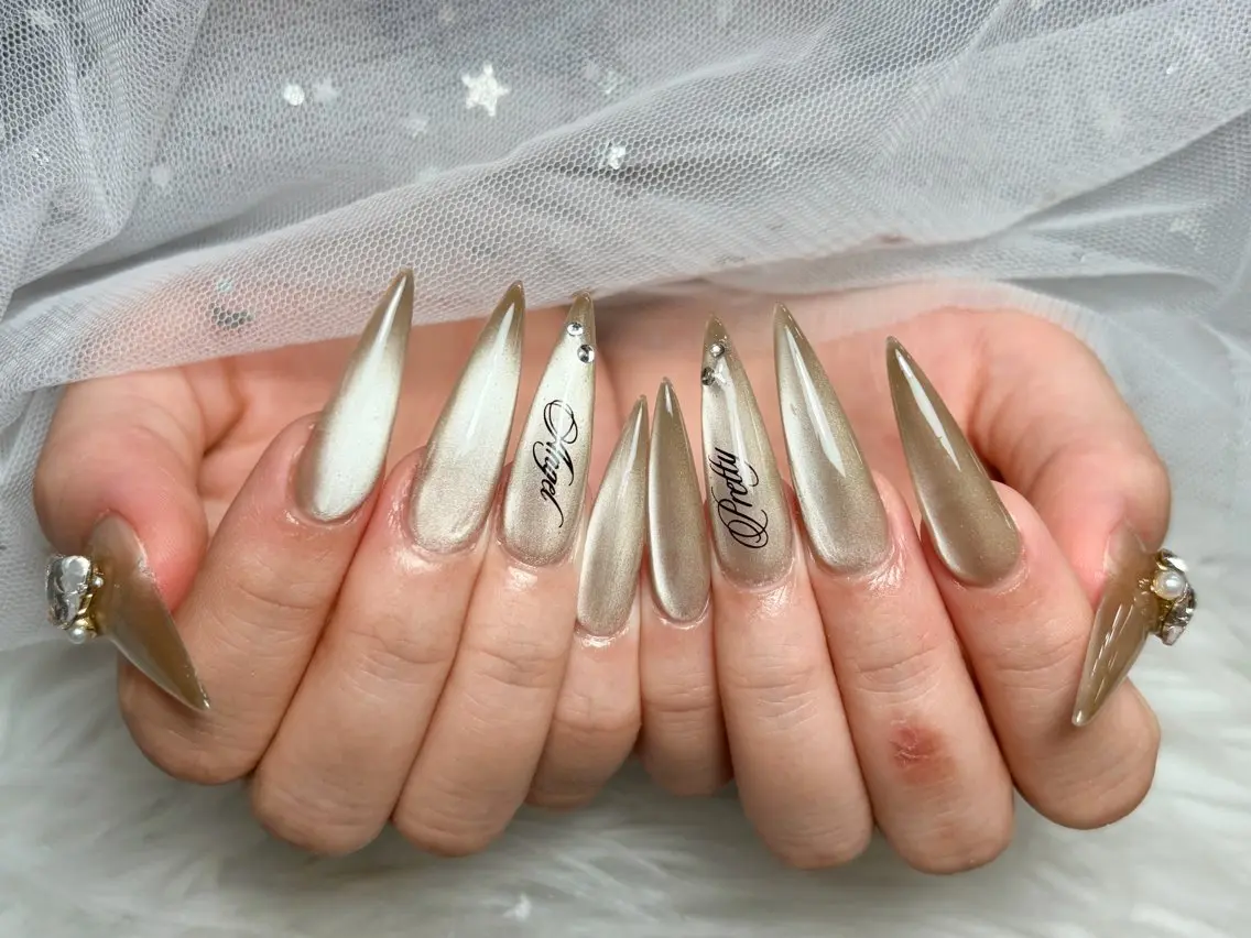 ネイル アートネイル 長さ出し ジェルネイル 韓国ネイル マグネットネイル ハンドネイル Cloudy Chan Nailのネイルデザイン