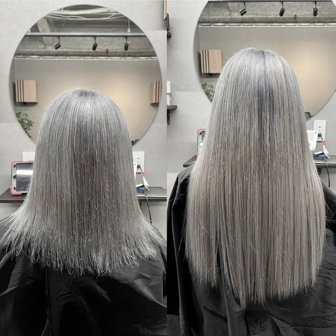 【✨ハイトーン+エクステで別人へ✨】💙ケアブリーチオンカラー+シールエクステ60枚💙レイヤースタイル対応‼️の写真