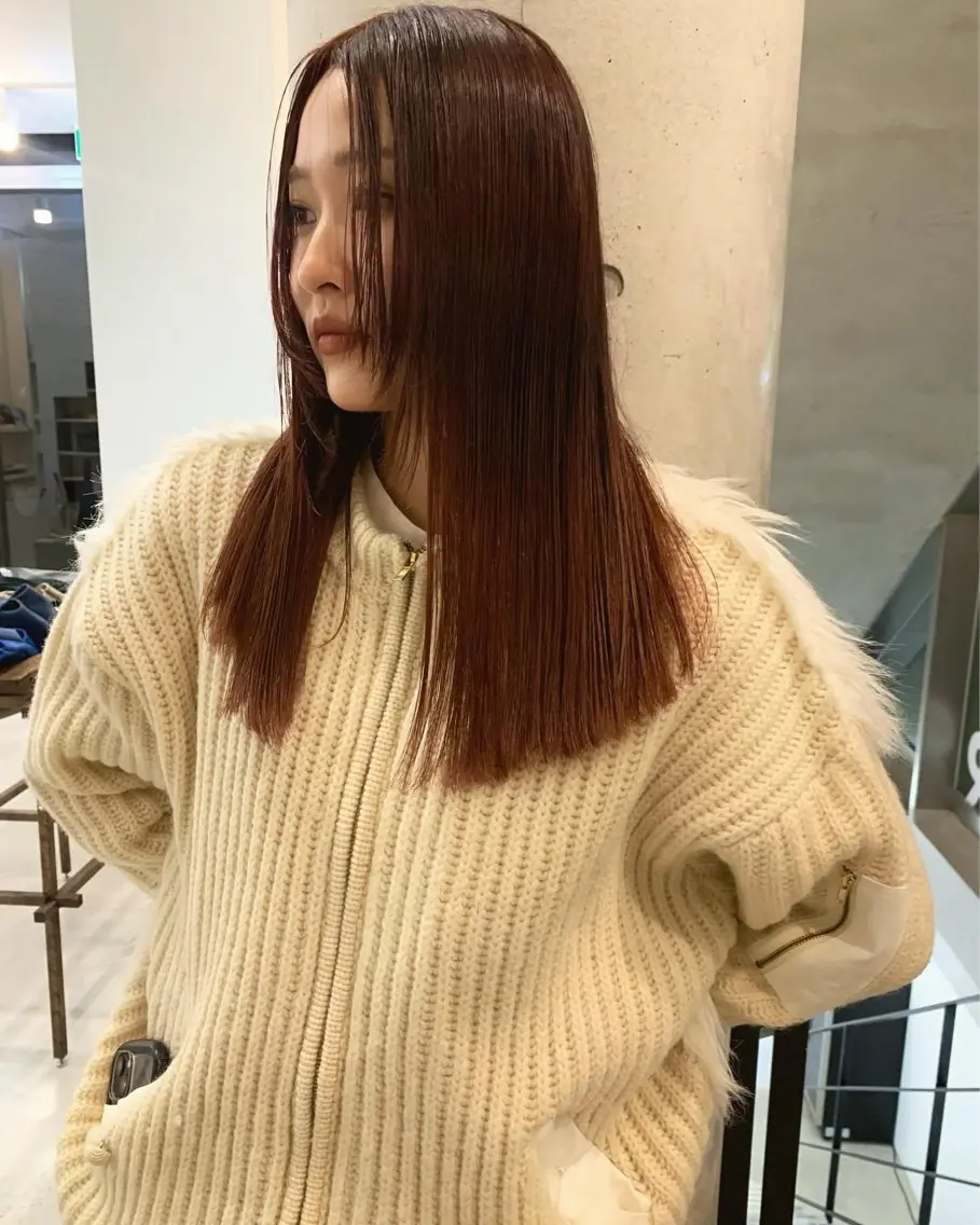 ロング カラー カット ヘアカラー トリートメント オカモト ハルカのヘアスタイル