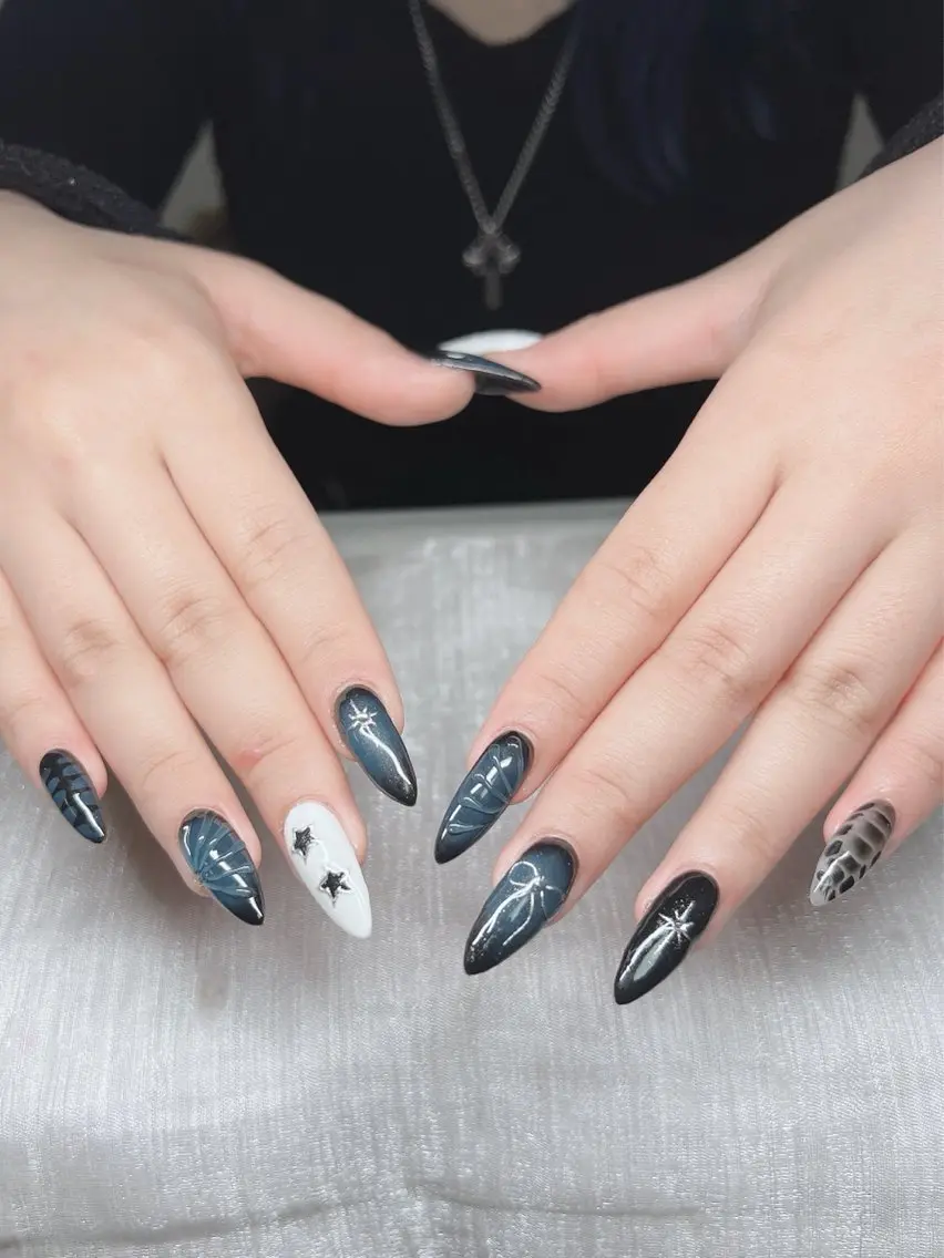 ネイル 長さ出し グラデーション キラキラネイル マグネットネイル ニュアンスネイル ハンドネイル Lee Nails チップ長さだし専門店のネイルデザイン