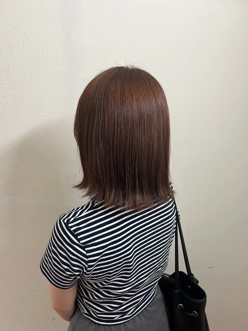 ミディアム オレンジブラウン 似合わせヘア ／じゅりのヘアスタイル