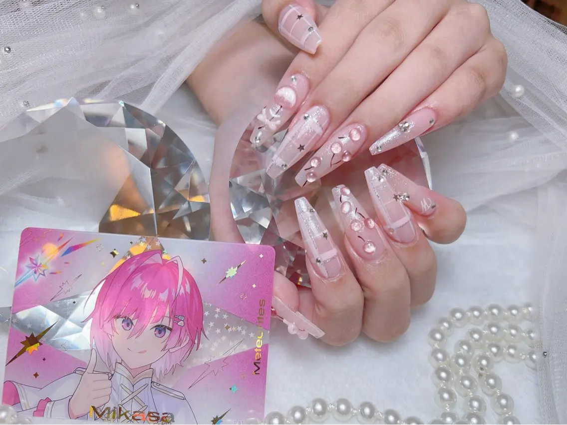 ネイル アートネイル オーロラネイル チークネイル 長さ出し フットネイル Miya _nailのネイルデザイン