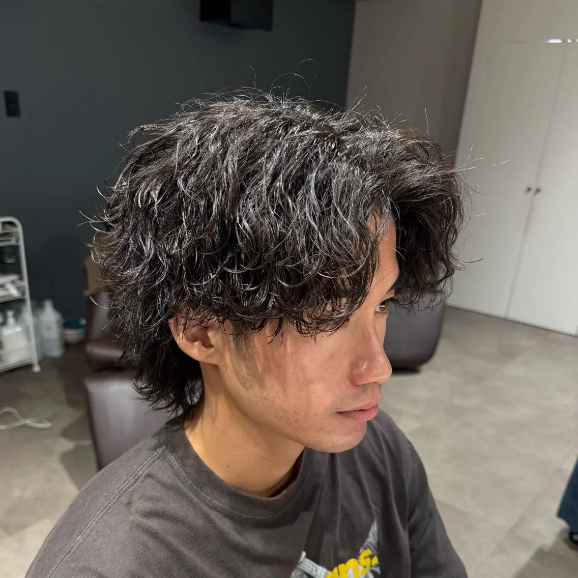 ミディアム パーマ メンズ カット パーマ 『メンズ専門』 悠貴のヘアスタイル