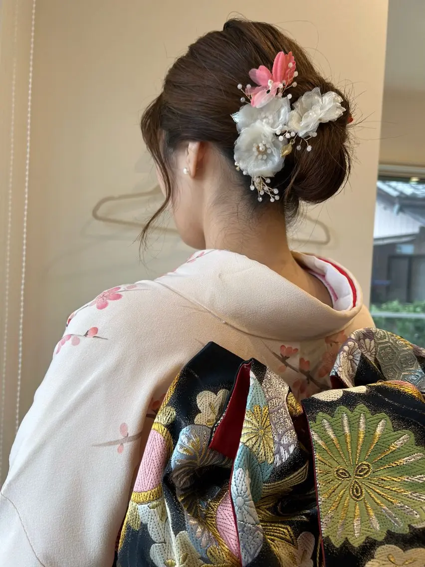 ミディアム ヘアアレンジ 着物ヘア 着付け アミオーガニック カラーのヘアスタイル