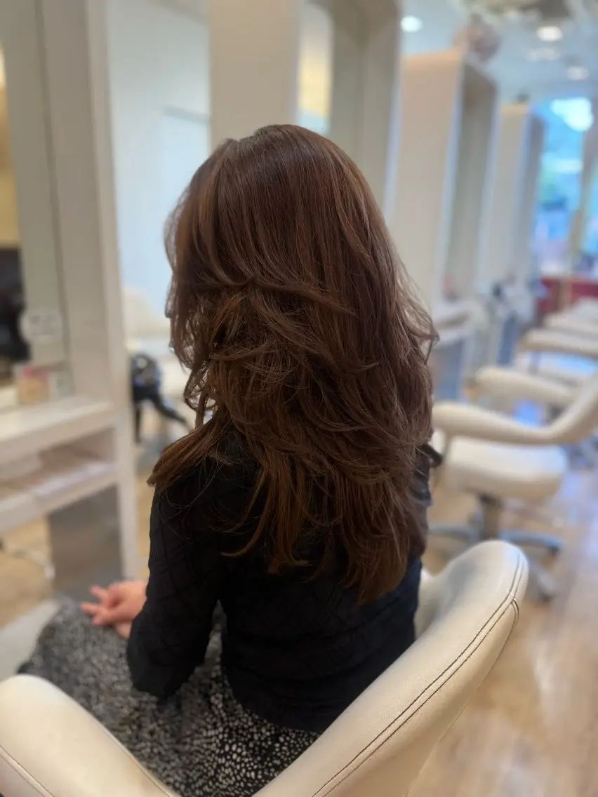 ロング パーマ カット パーマ 三木 絵未奈のヘアスタイル