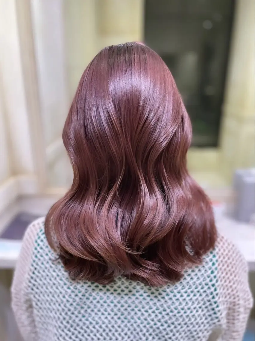 セミロング カラー ブリーチ 透明感カラー ダブルカラー ブリーチなしカラー ピンクカラー ヘアカラー ブリーチなし/カラー 専門店ASOBIのヘアスタイル