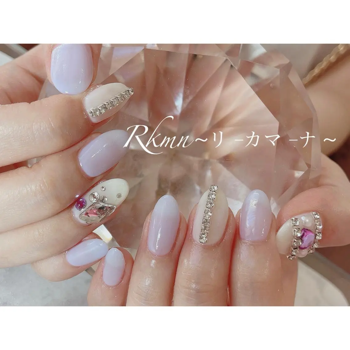 ネイル アートネイル オーロラネイル ハート パープル 春ネイル ハンドネイル フットネイル ハンドケア Rkmn ~リ-カマ-ナ~のネイルデザイン