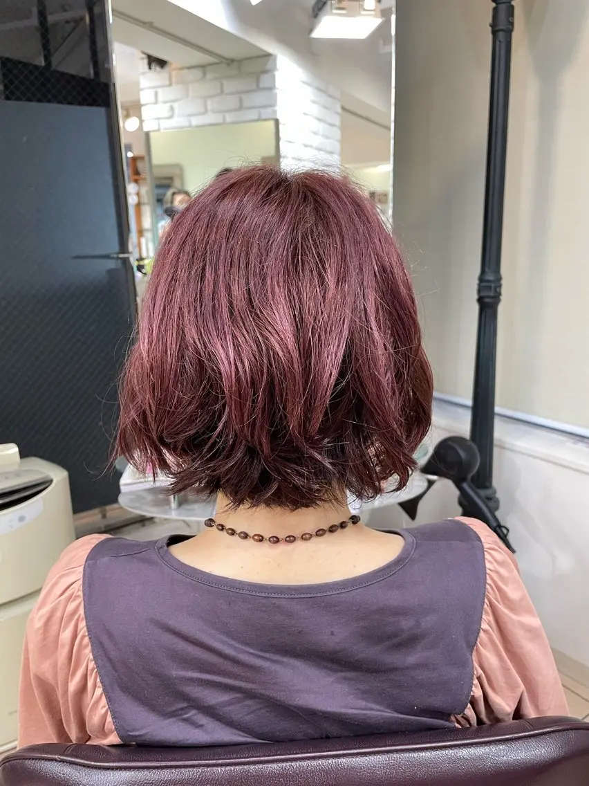 ミディアム カラー 透明感カラー イルミナカラー ピンクカラー ボブ 宗村 嘉哉のヘアスタイル