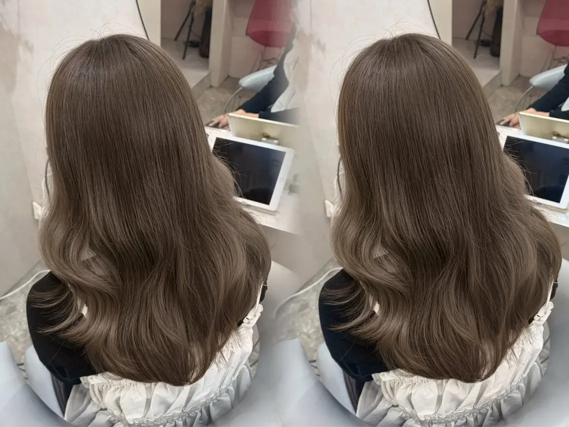 セミロング カラー グレージュ ミルクティーグレージュ ヘアカラー トリートメント Rio🎀ブリーチ なし透明感♡顔周り♡のヘアスタイル