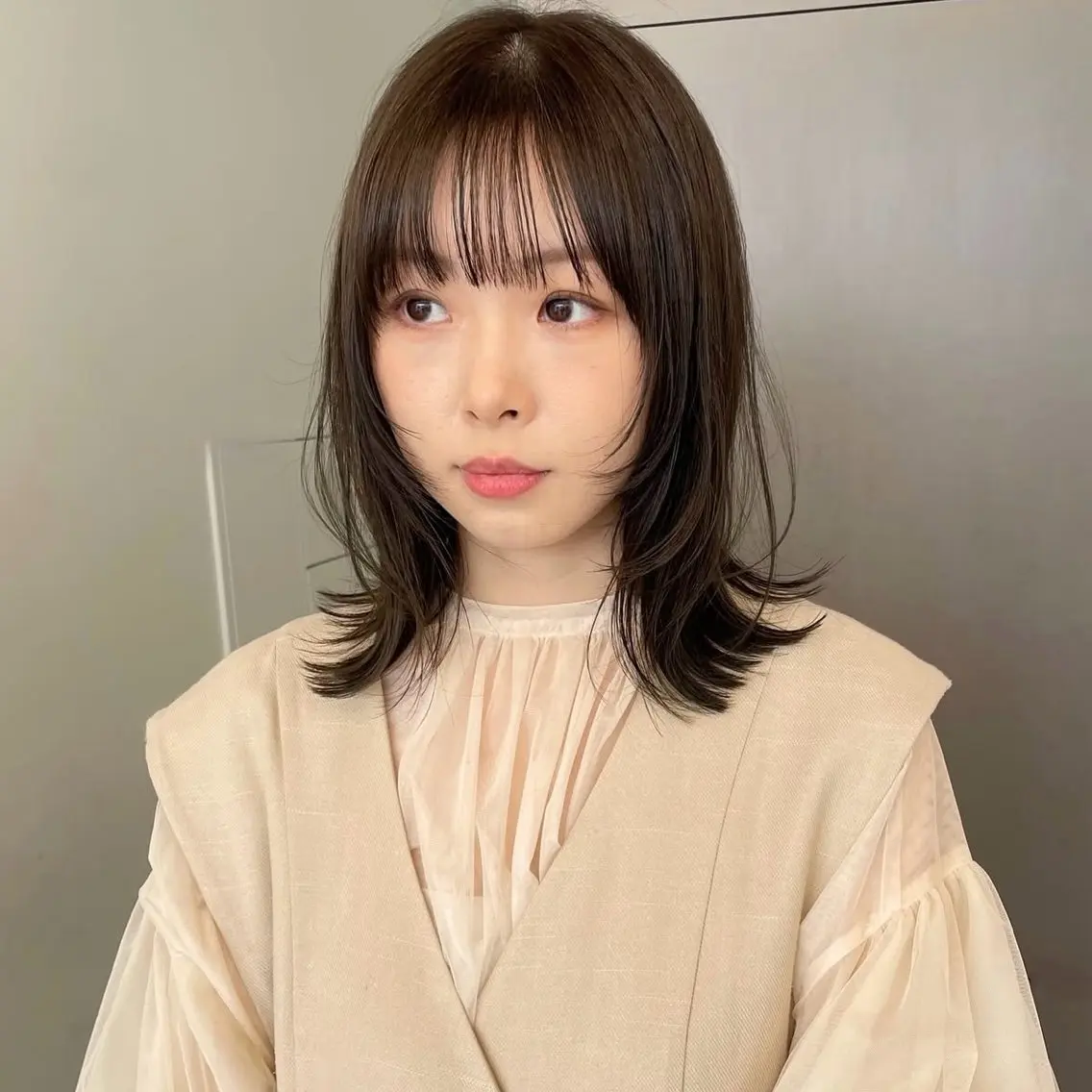 ミディアム カラー 透明感カラー カット ヘアカラー トリートメント レイヤー/縮毛矯正/ 暖色/mao🎀のヘアスタイル