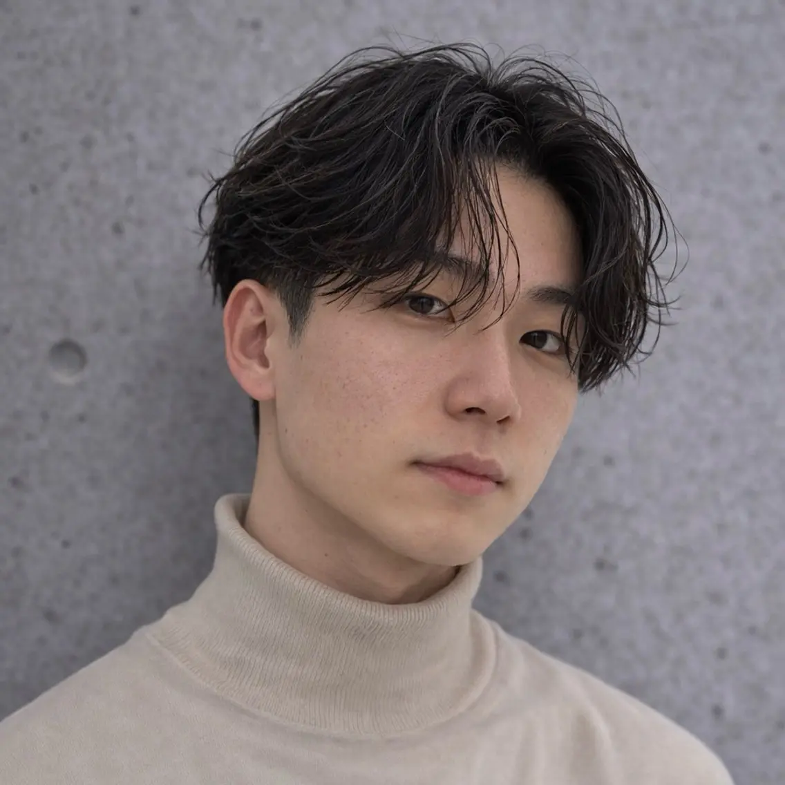 ミディアム パーマ メンズ センターパート カット パーマ ヘッドスパ men'sモテ 髪🫧ｼｵﾝのヘアスタイル