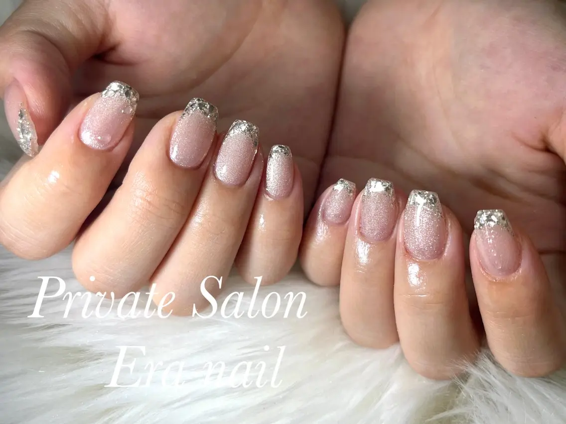 ネイル フレンチネイル ガラスフレンチ マグネットネイル Era nailのネイルデザイン