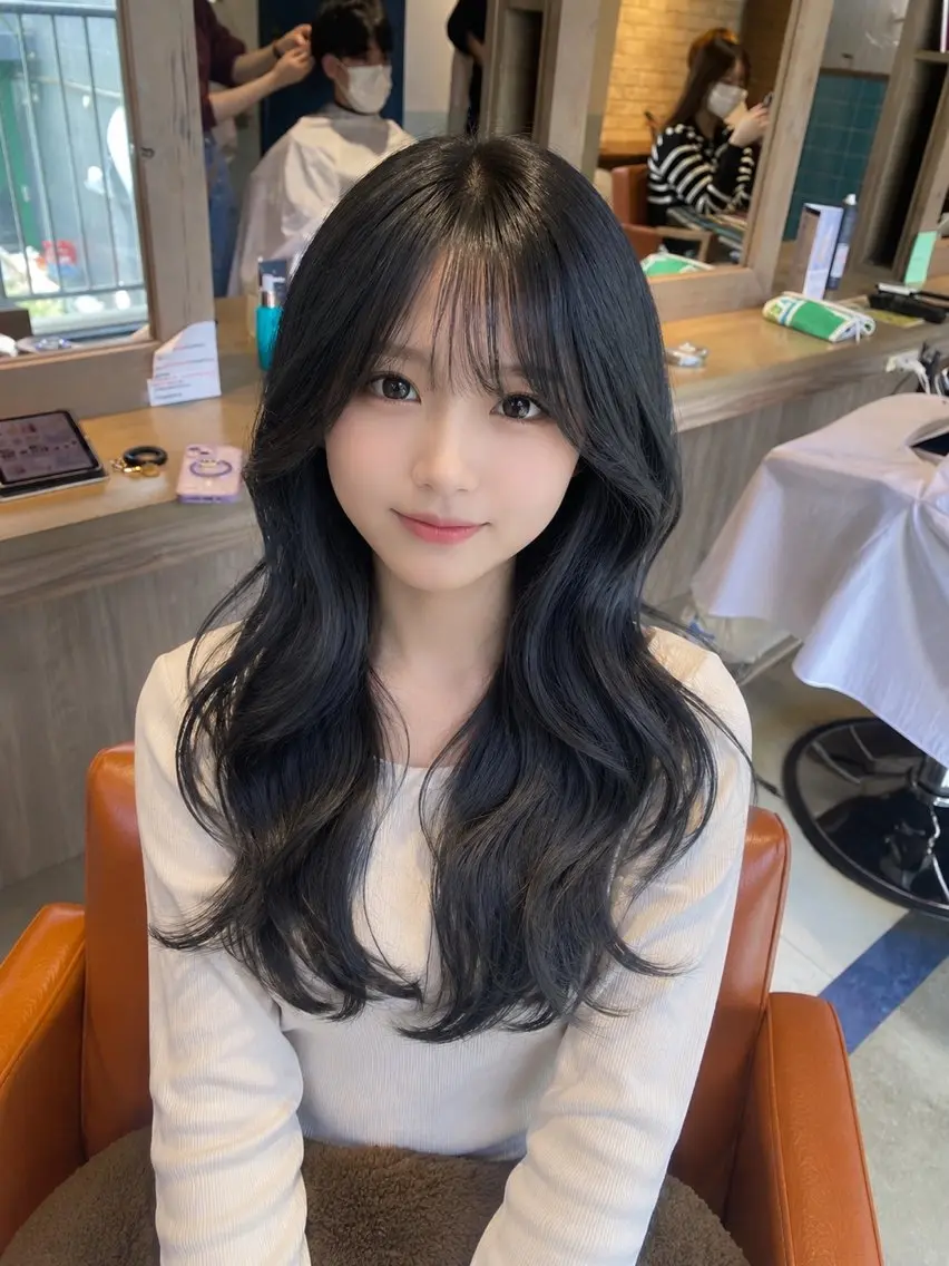 ご新規様限定💚ᩚ前髪カット➕透明感カラー➕Aujua❷stepトリートメント7000円【韓国風/顔周りレイヤー】の写真