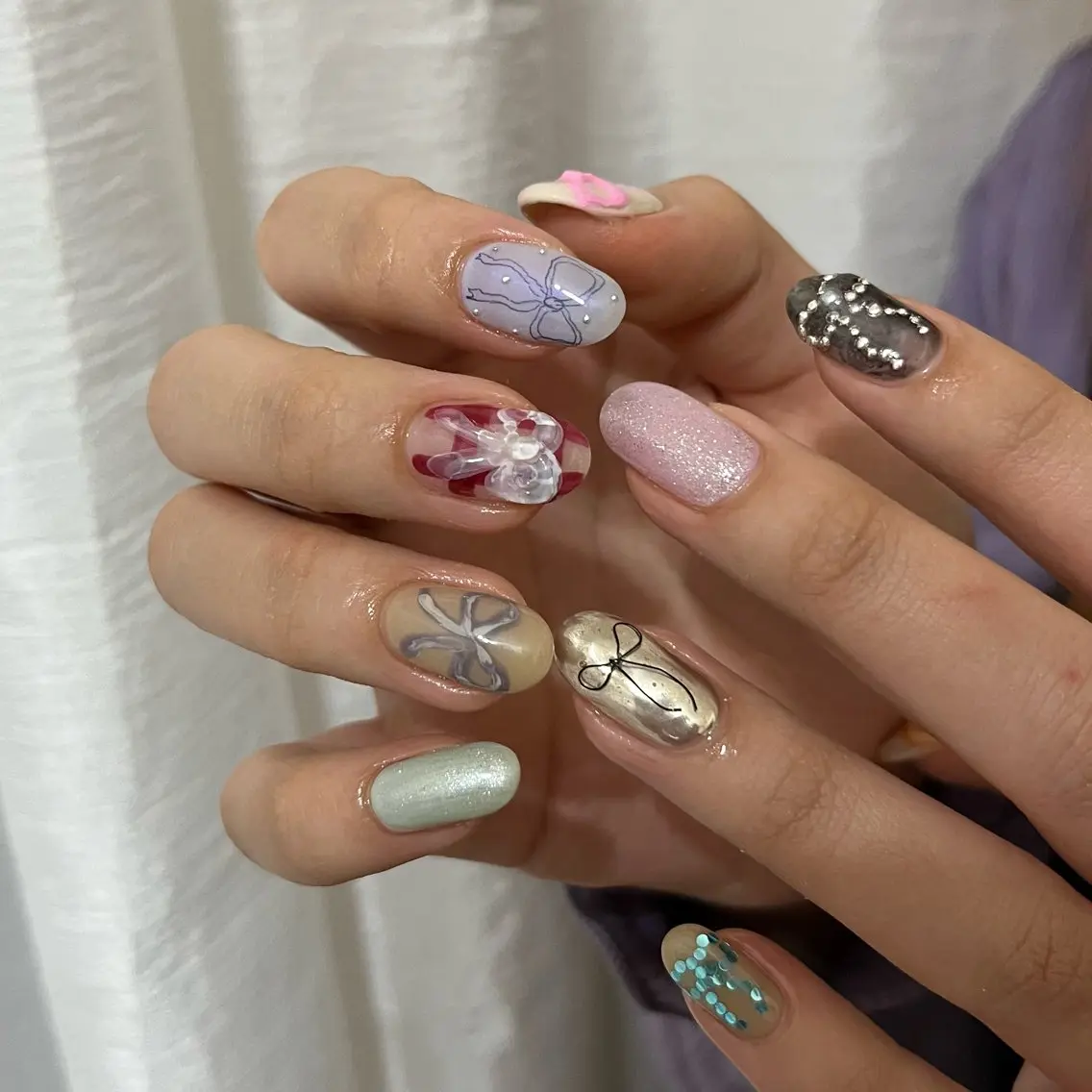 ネイル グリーン ハンドネイル vegh. nail/阿波座のネイルデザイン