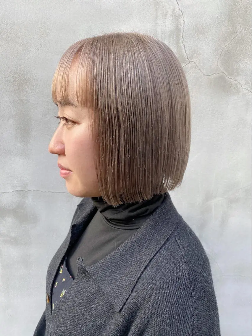 🍊ミニモ限定🍊カット+ケアブリーチカラー+トリートメント🤎【ボブ/ブリーチなしダブルカラー/ブリーチ/下北沢】の写真
