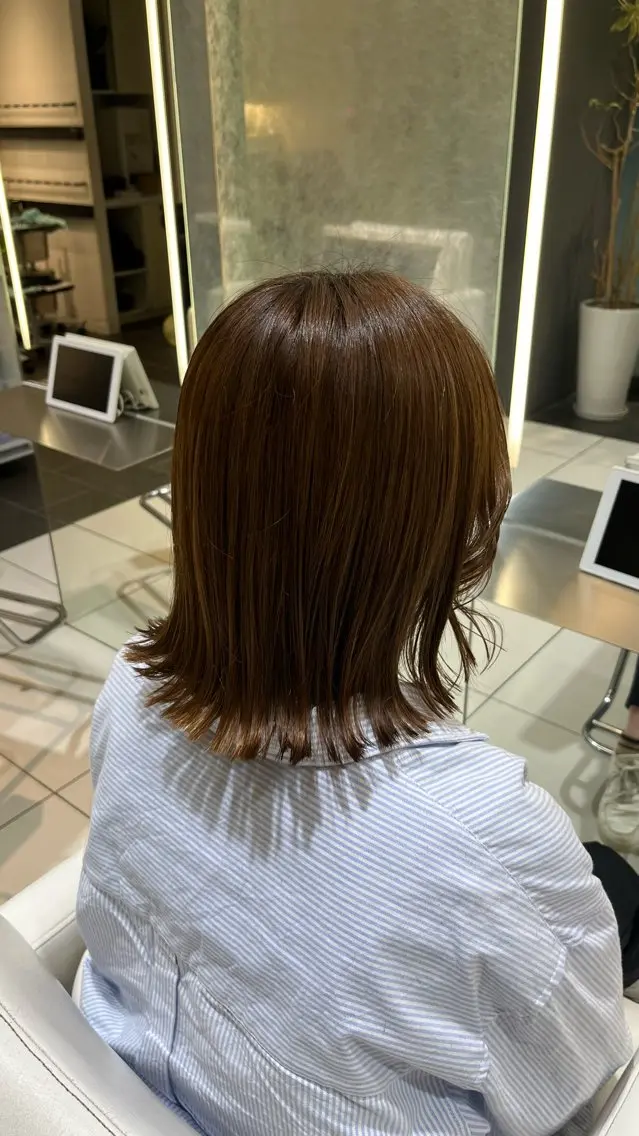 ミディアム 切りっぱなしボブ ボブ 外ハネヘア 保坂 萌歌のヘアスタイル