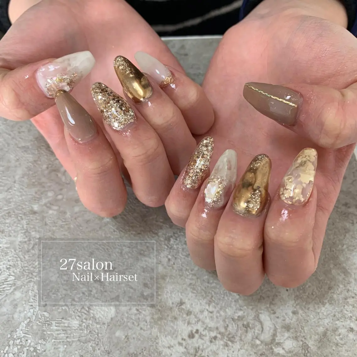 ネイル 成人式 ニュアンスネイル ハンドネイル 27salon yuinaのネイルデザイン