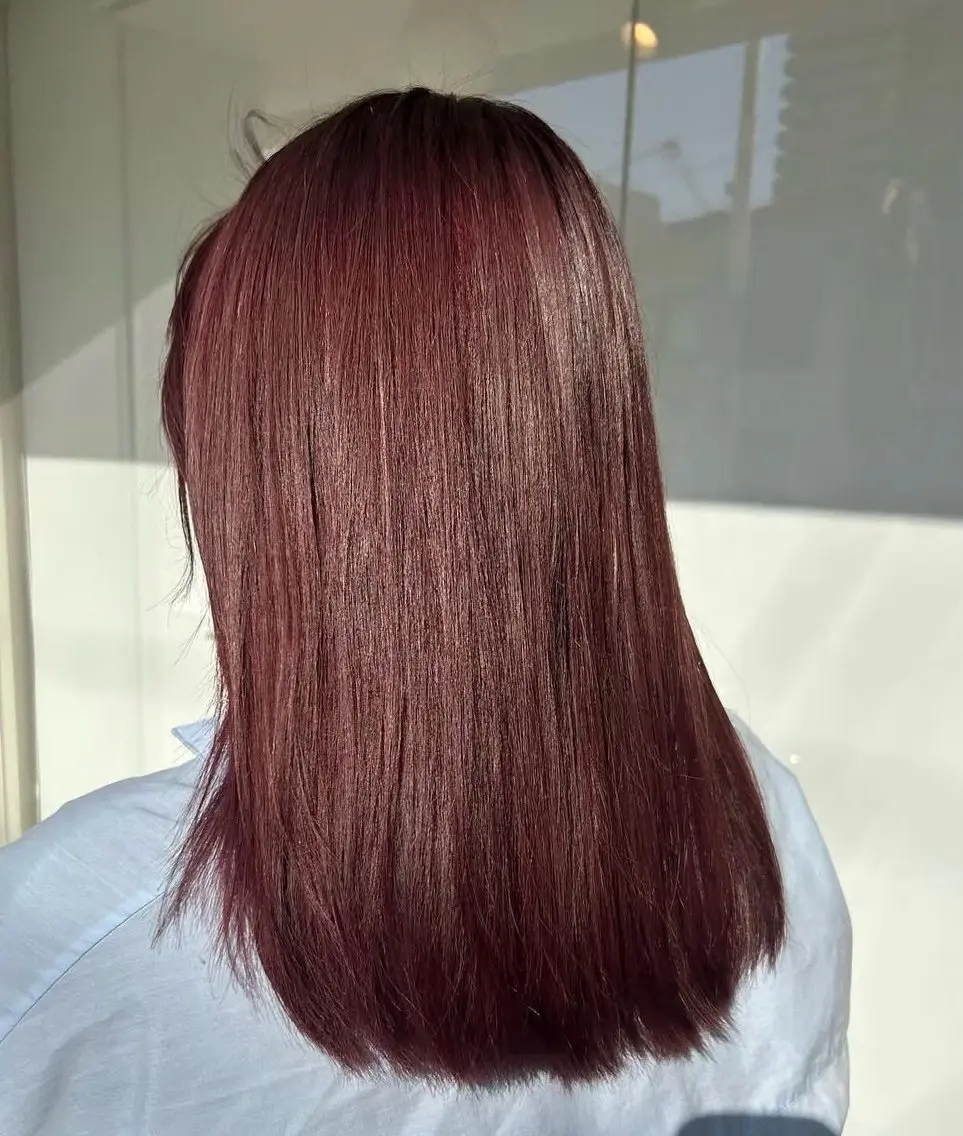 セミロング ピンクブラウン リズ 都島のヘアスタイル