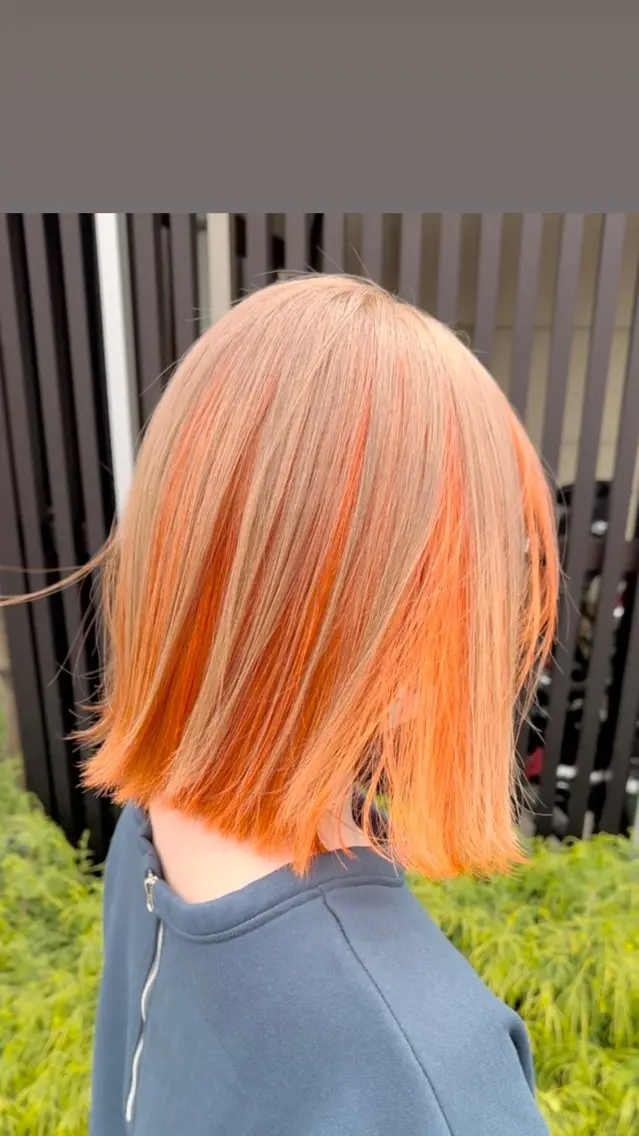 カラー ベージュカラー デザインカラー オレンジ ンジハ えみのヘアスタイル