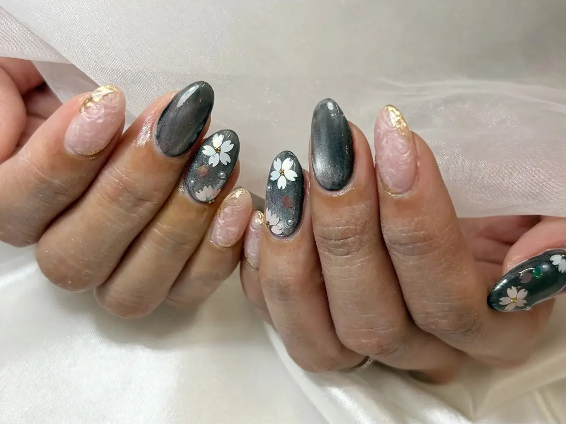 ネイル 桜ネイル Plume Rio 松尾大社すぐのネイルデザイン